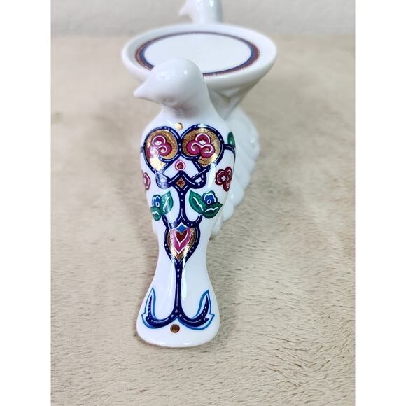 Byzantium Candle Holder Bird Bath Design 9 1/4" Elizabeth Arden Porcelain Japan - Picture 7 of 10
